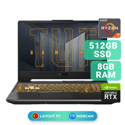 Laptop Asus TUF Gaming A15 15" Ryzen 7 RTX 3060 SSD 512GB/8GB Black (FX506QM)