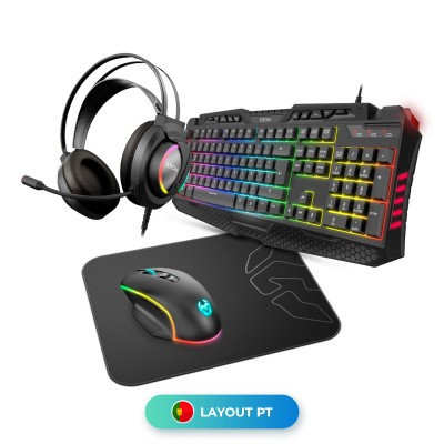 Keyboard + Mouse + Headset + Mouse Pad Krom Kritic RGB Rainbow Gaming Kit
