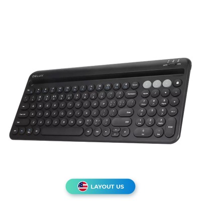 Wireless Keyboard Delux K2212V Bluetooth/Wireless w/Battery Black
