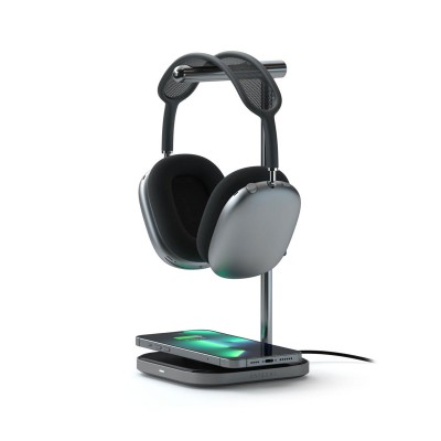 Headset Support Satechi 2 in 1 with Wireless Charger Stainless steel