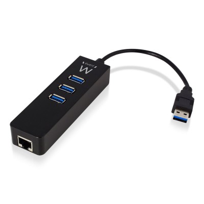 Hub Ewent EW1140 USB-A para USB 3.1/RJ-45 Black
