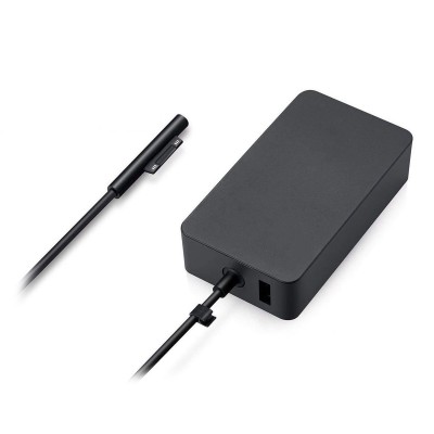 Compatible Charger Microsoft Surface Pro 4/5/6 w/USB 15V 2.58A 44W Black