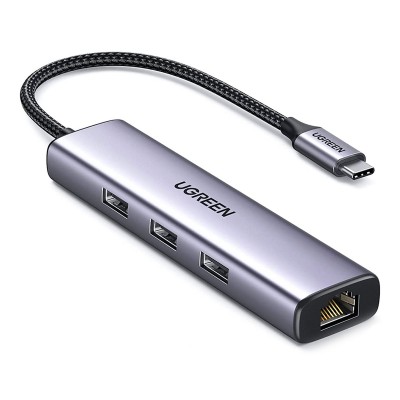Hub Ugreen CM475 USB-C para USB 3.0/RJ-45 Grey