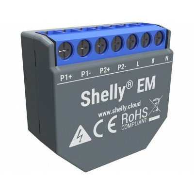 Módulo de Automação Shelly Dual Meter Automation Wifi EM + Core 50A Preto