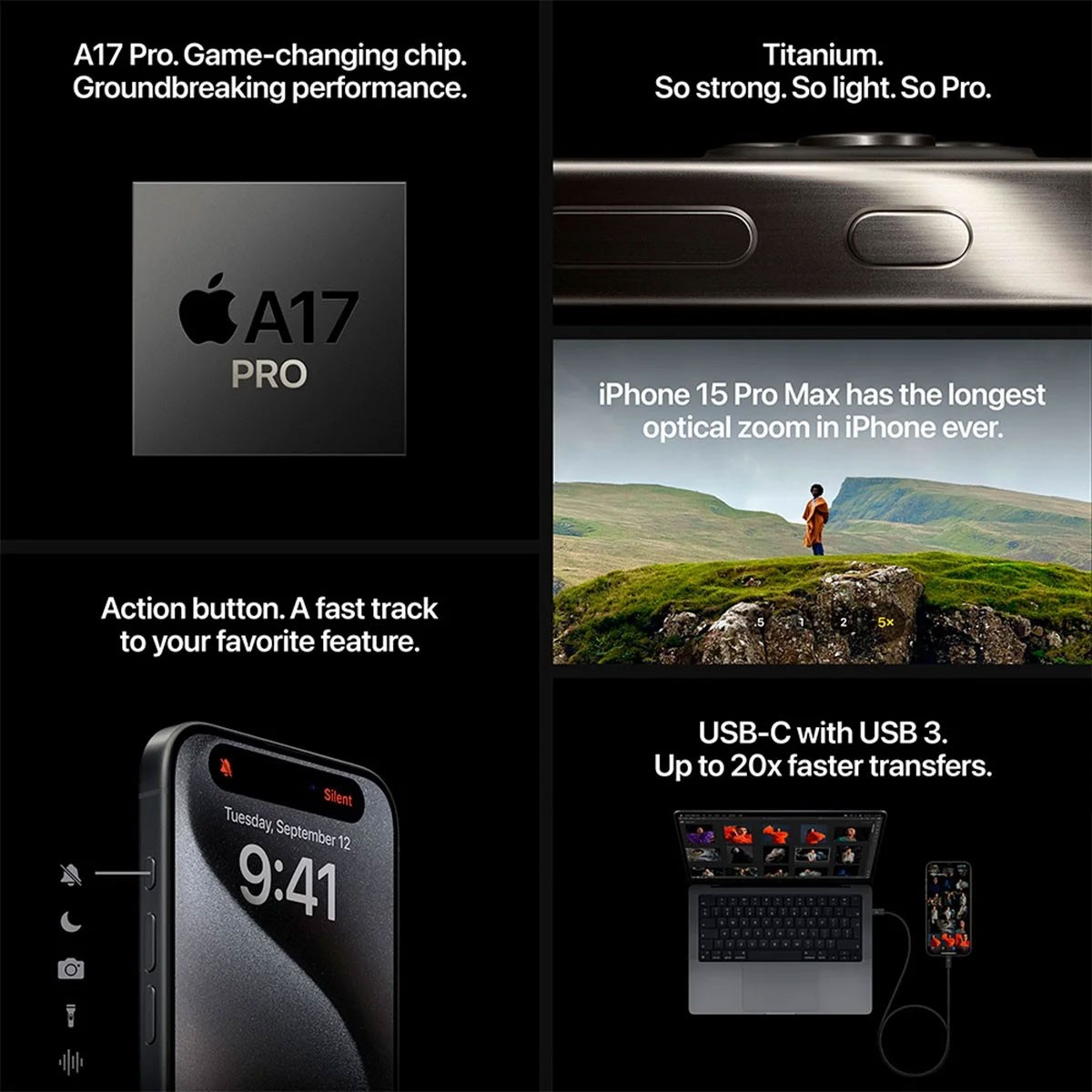 Apple iPhone 15 Pro Max 6.7" 256GB Titanium Black