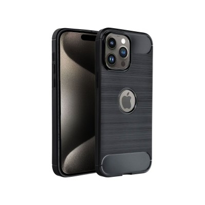 Forcell Carbon iPhone 15 Pro Max Black Silicone Case