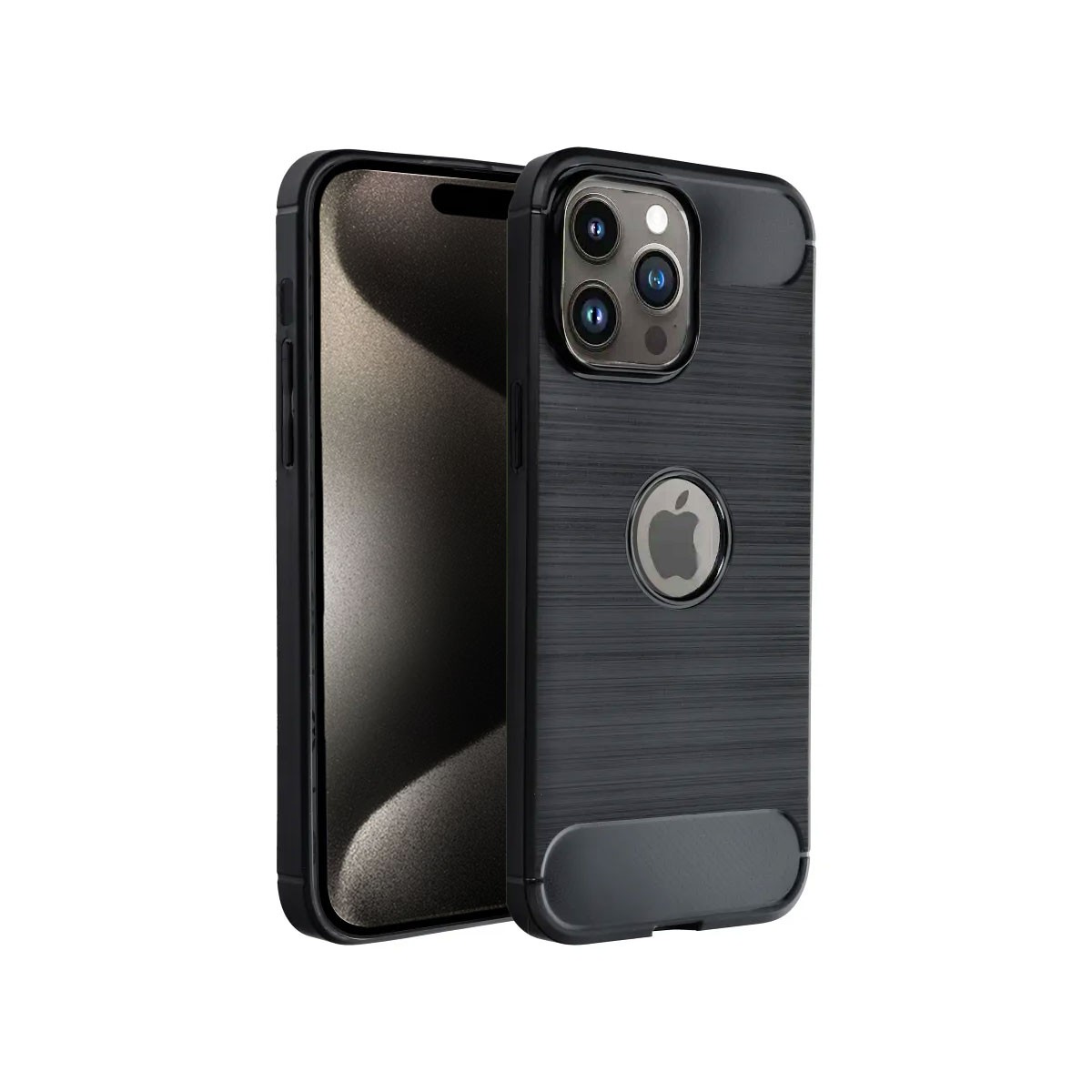 Funda Forcell Carbon iPhone 15 Pro Max Silicona Negra