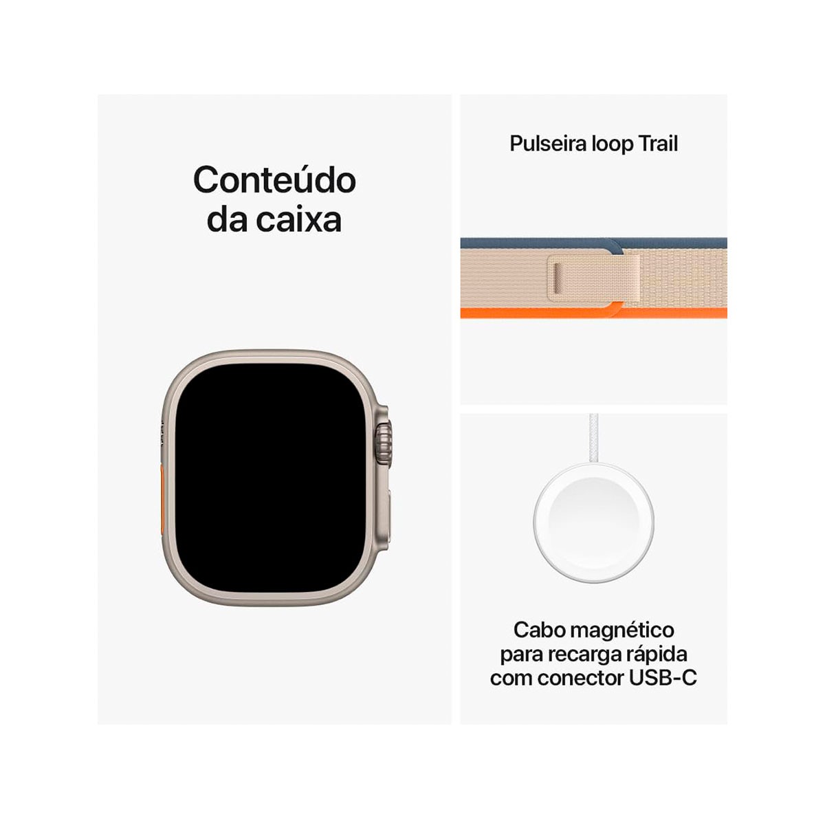 Apple Watch Ultra 2 GPS + Cellular 49mm Titânio w/ Loop Trail Orange/Beige S/M