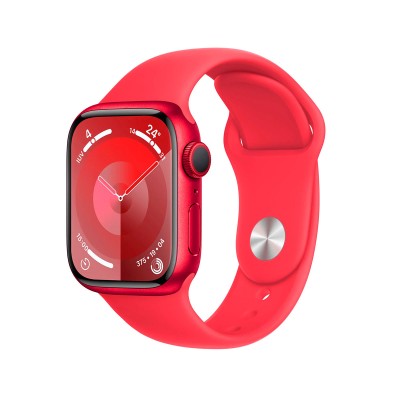 Apple Watch Series 9 GPS 41mm Aluminum w/ Red Sport Band S/M