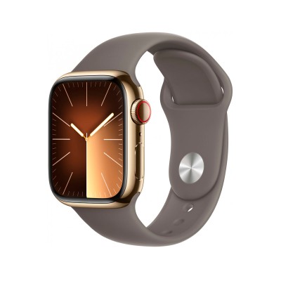 Apple Watch Series 9 GPS + Cellular 41mm Stainless Steel w/ Sport Band Gold S/M