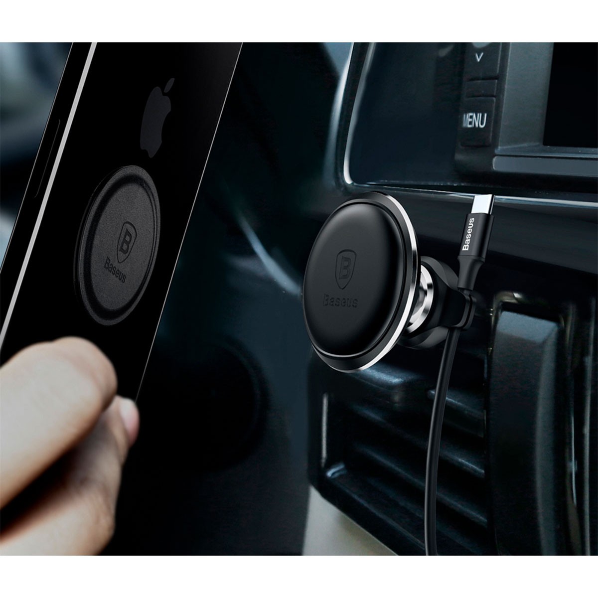 Car Cell Phone Holder Baseus Magnetic Air Vent Car Mount Black