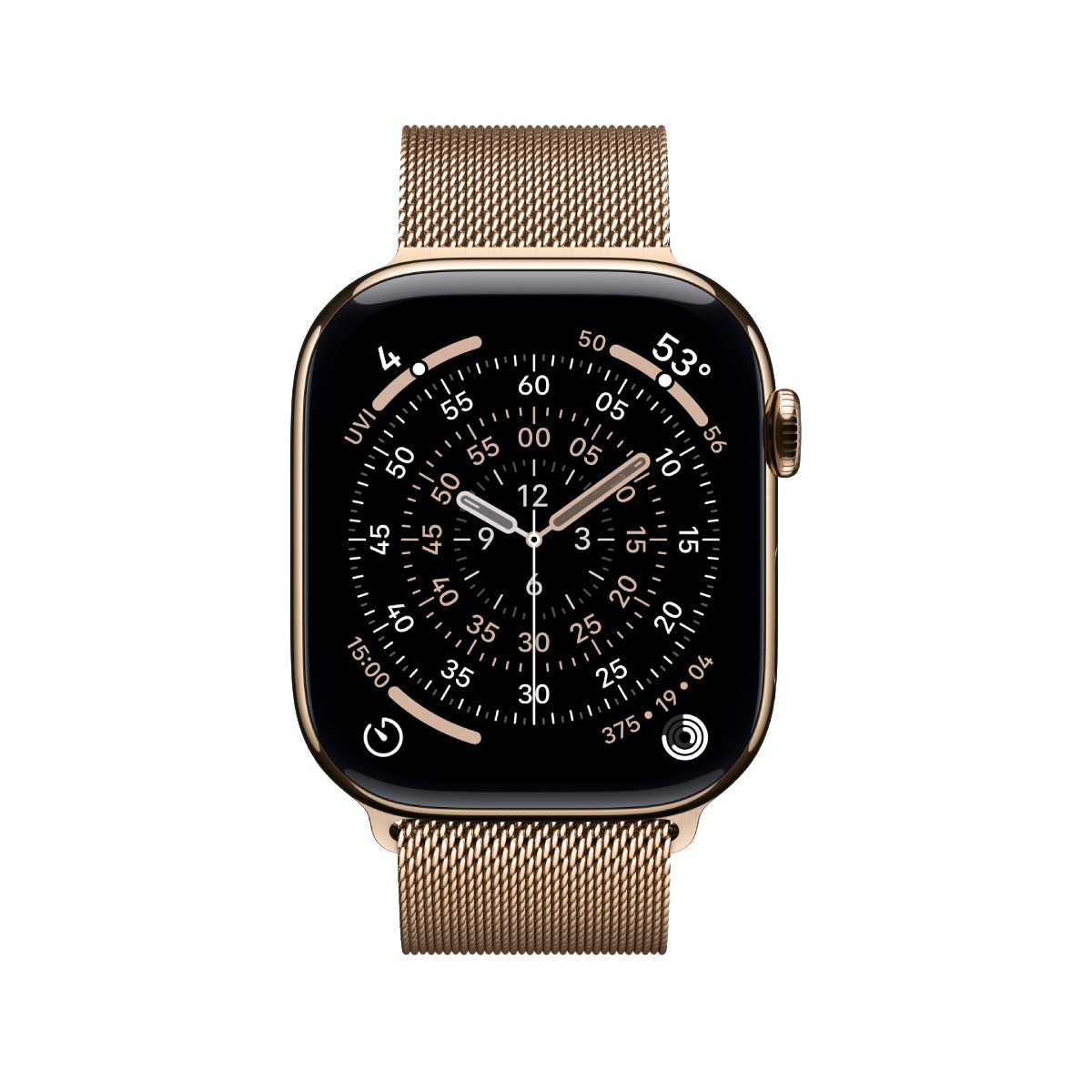 Apple Watch Series 11 GPS Cellulaire 46mm Titane Doré avec Bracelet  Milanese Doré M/L