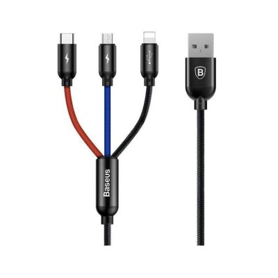 Data Cable Baseus 3in1 Type-C/Lightning/Micro USB 0.3m