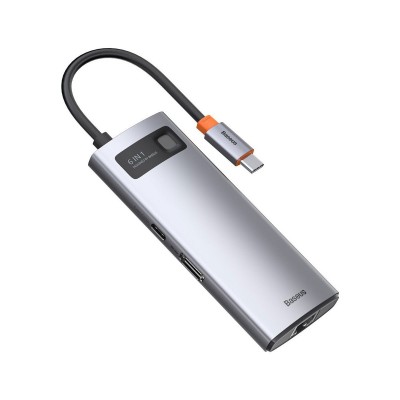 Hub Baseus Metal Gleam USB-C to USB 3.0/RJ-45/HDMI/USB-C Grey