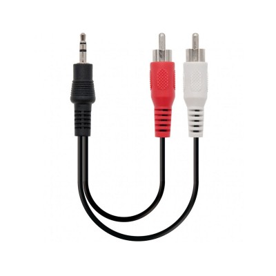 Cable de Audio Nanocable Jack 3.5mm 2x RCA 30cm (M/M) Negro