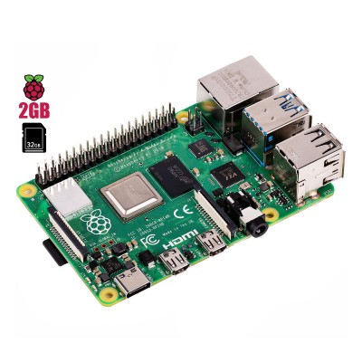 Starter Kit Raspberry Pi 4 Model B 2GB w/ Micro SD+Box+Charger