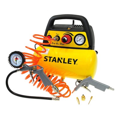 Air Compressor Stanley 6L 8Bar w/Accessory Kit Yellow