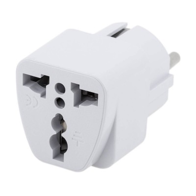 Non-European Plug to European Plug Adapter White