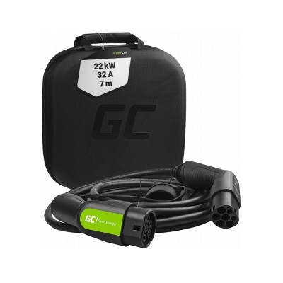 Charging Cable Green Cell EV08 Tipo 2 22kW 32A 7m Black