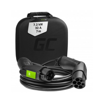 Charging Cable Green Cell EV21 Tipo 1 7.2kW 32A 7m Black
