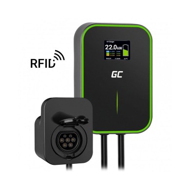 Charger Green Cell EV15RFID Tipo 2 22kW 32A RFID Black