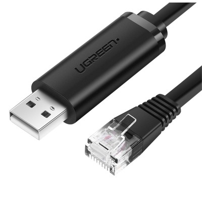 Cabo de Consola Ugreen CM204 USB 2.0 - RJ45 1.5m Preto