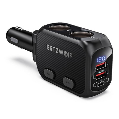Lighter Charger BlitzWolf BW-CLA1 2x USB/ USB-C/ 2x Soket lighter Black