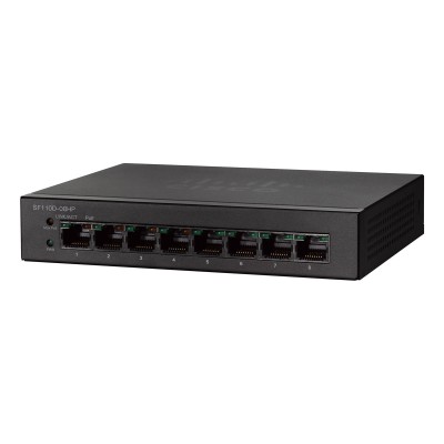 Switch Cisco 8 Portas Fast Ethernet PoE Não Gerido Preto (SF110D-08HP-EU)